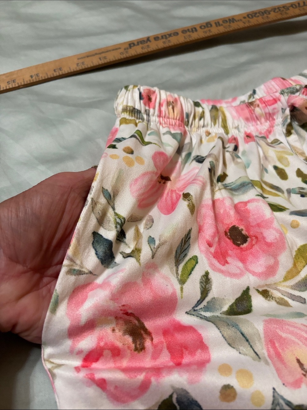 Floral Pink Cotton Blend Women's Pajama Top and Bottom Set - Picture 4 of 10